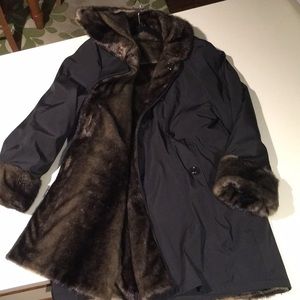 faux fur lined raincoat